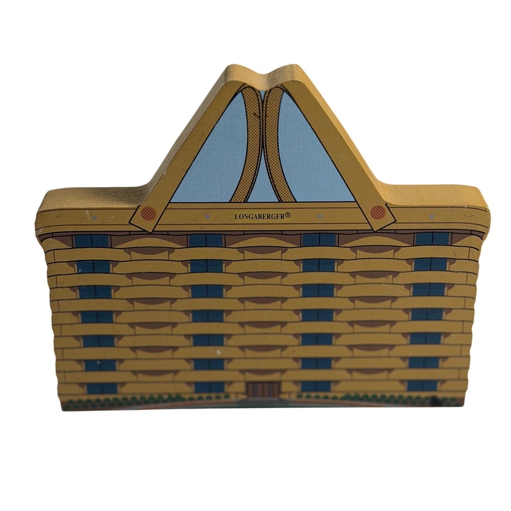 VTG Longaberger Home Office Building Tan Cat's Meow Village Wood Decor 1998